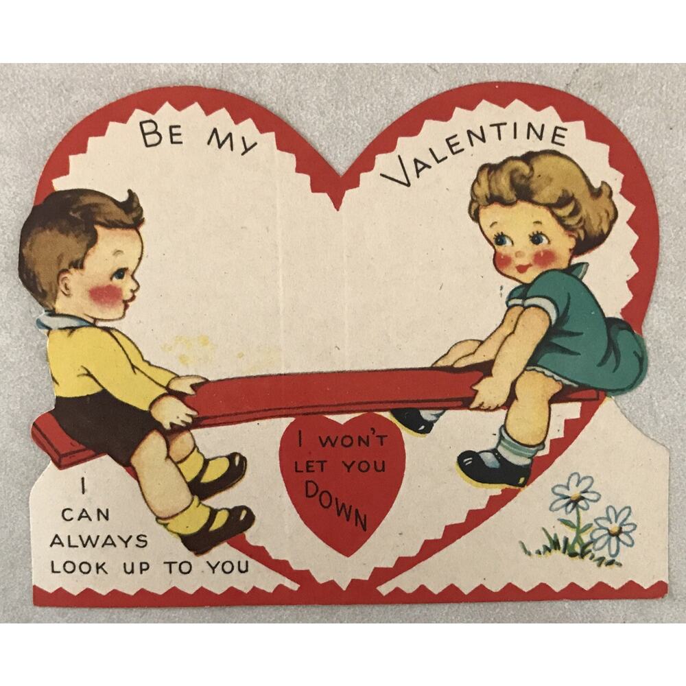 Vtg 30s A-Meri-Card I Won’t Let You Down Be My Valentine Card Valentines Day